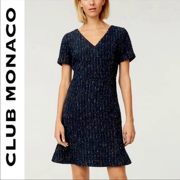 Club Monaco Andreah tweed short sleeve Dress Size 0 14501 - Picture 1 of 10